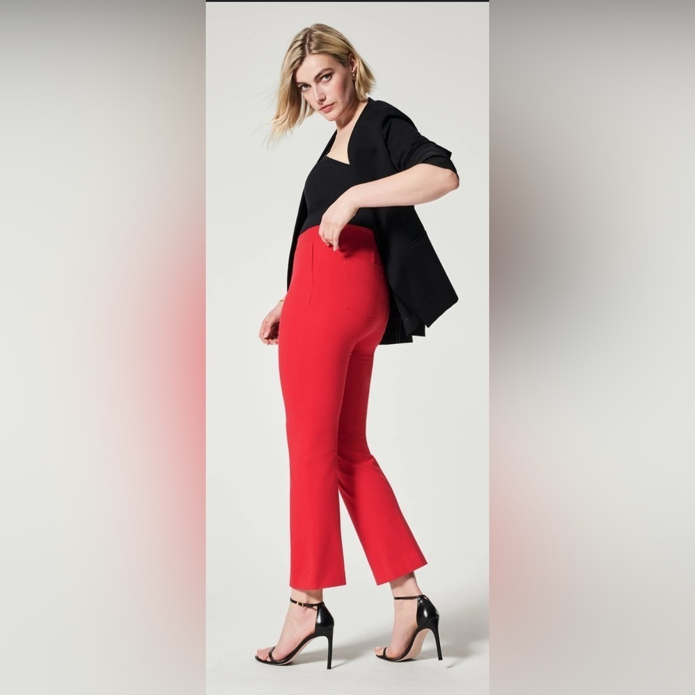 SPANX Red Straight Leg Pants with Sleek Design